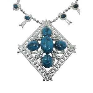 Vintage HMS Faux Turquoise Southwestern Style Diamond-Shaped Boho Necklace